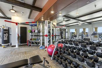 24-Hour cardio and strength center with chilled towel service